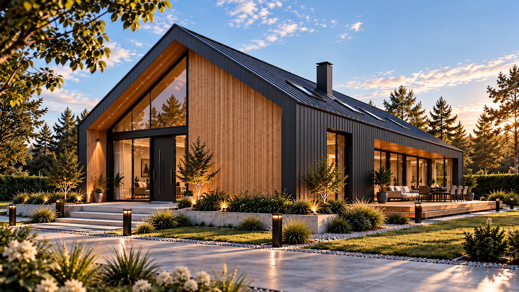 Angled view of the Eco Cozy timber home concept